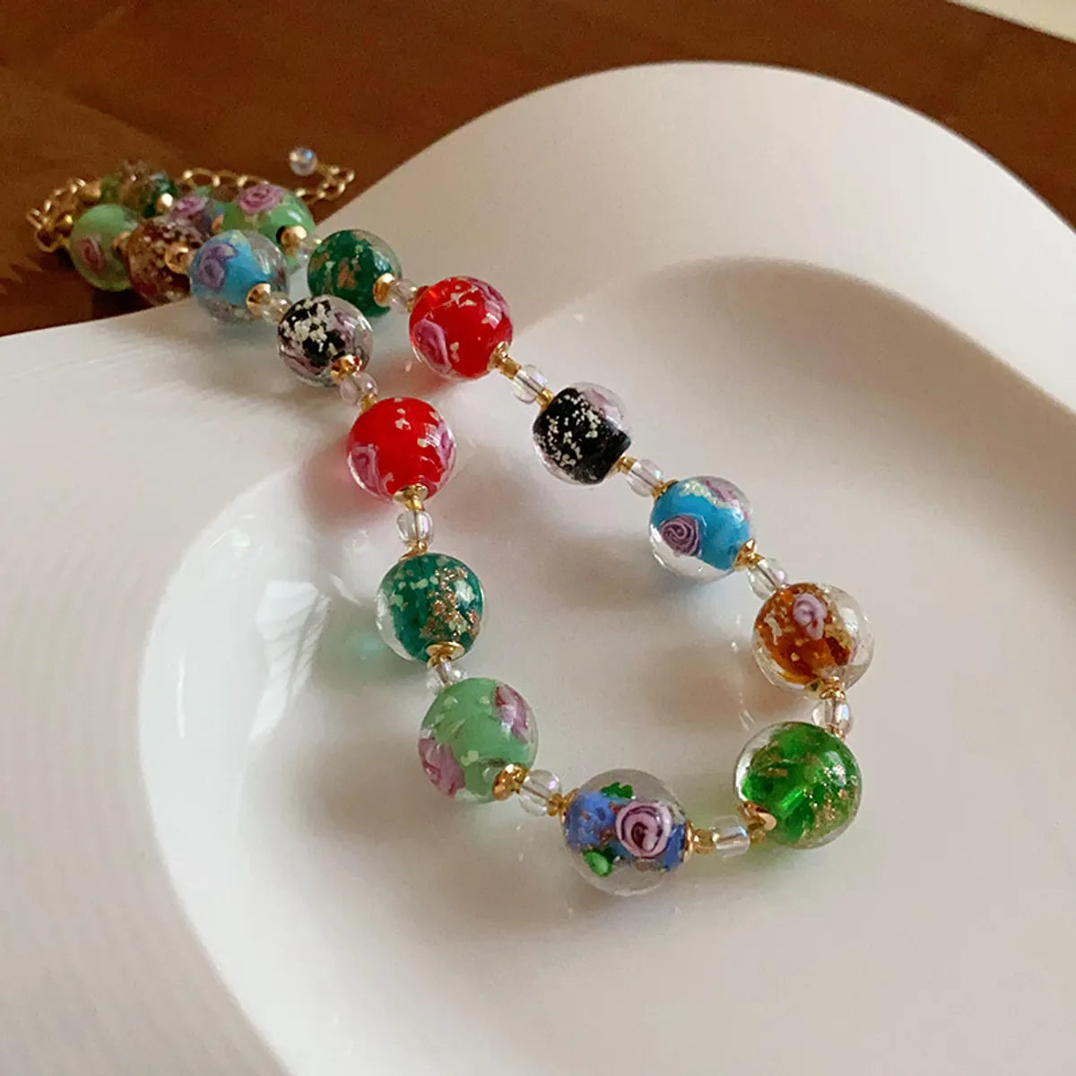 Retro Glass Bead Jewelry Set – Colorful Alloy Charm Design | Dariya Jewelry
