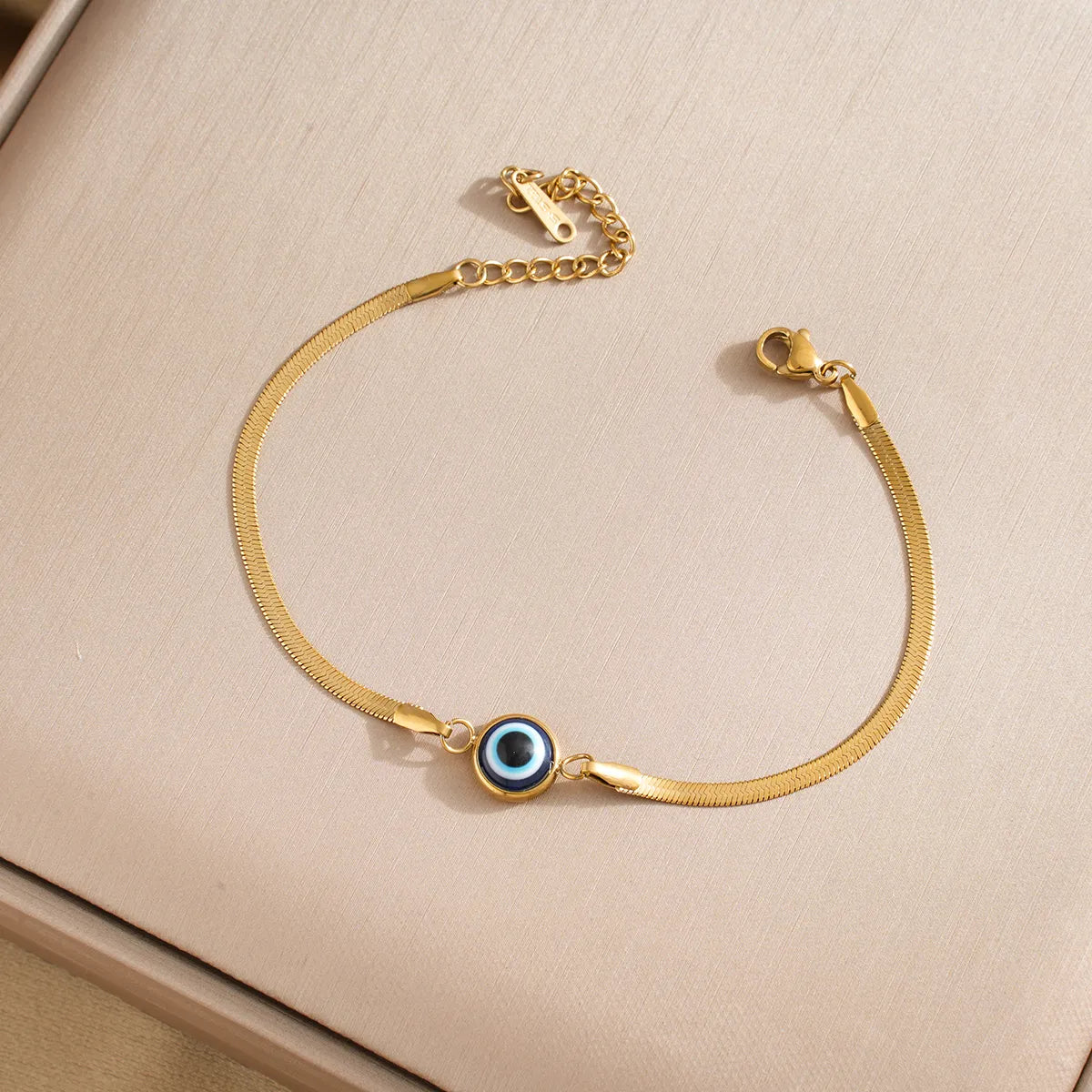 Gold-Plated Stainless Steel Evil Eye Necklace & Bracelet Set – Y2K IG Style