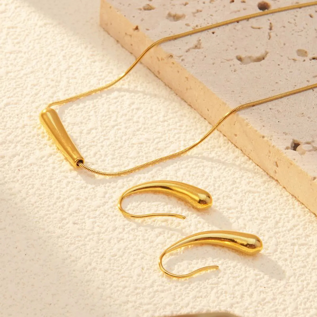 Elegant Water Droplet 18K Gold Plated Stainless Steel Jewelry Set – Dariya Jewelry