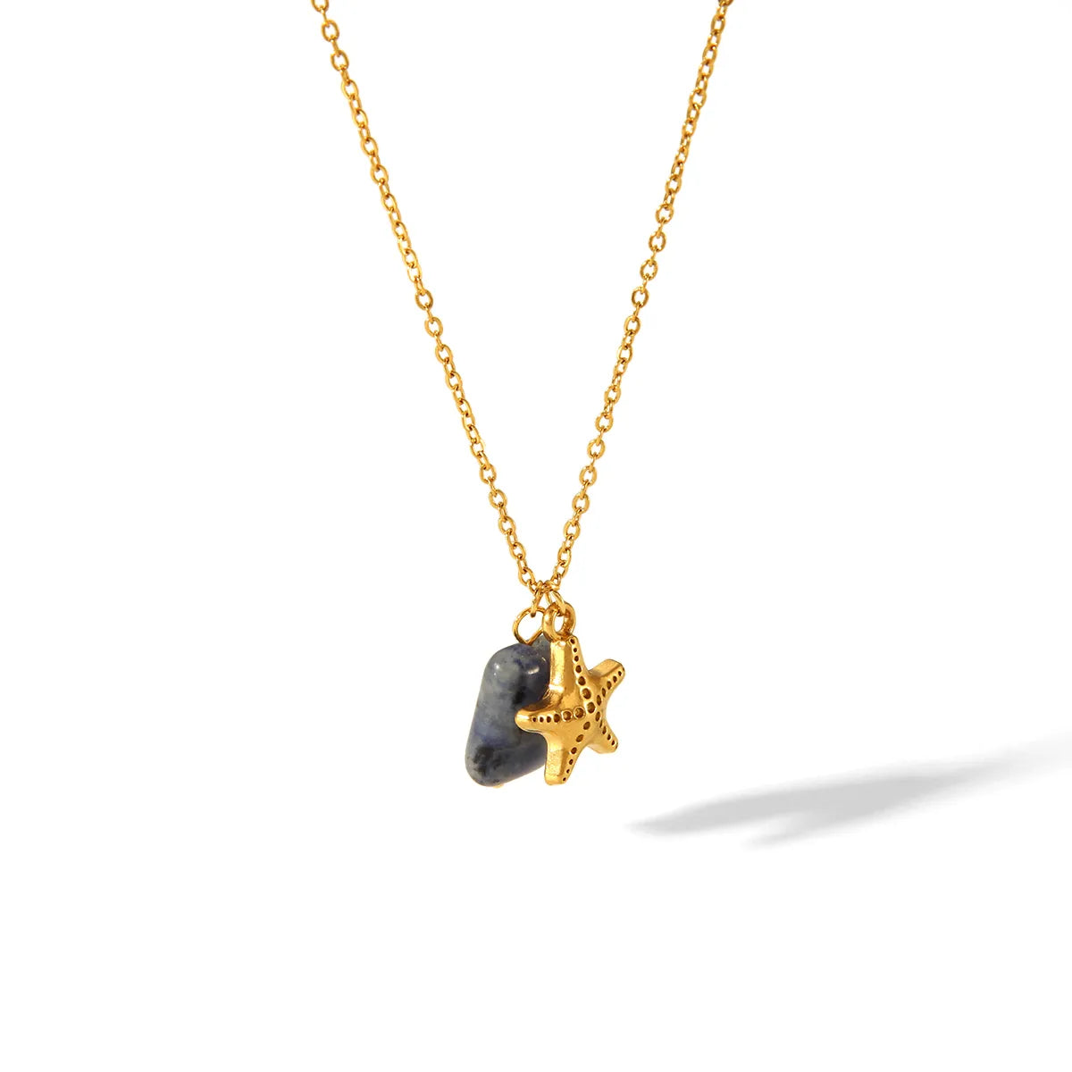 Starfish Pendant Necklace – 304 Stainless Steel & Natural Stone Charm | Dariya Jewelry