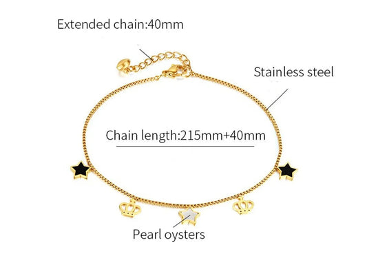 Simple Style Star Stainless Steel Hollow Out Women's Anklet – Gold-Plated