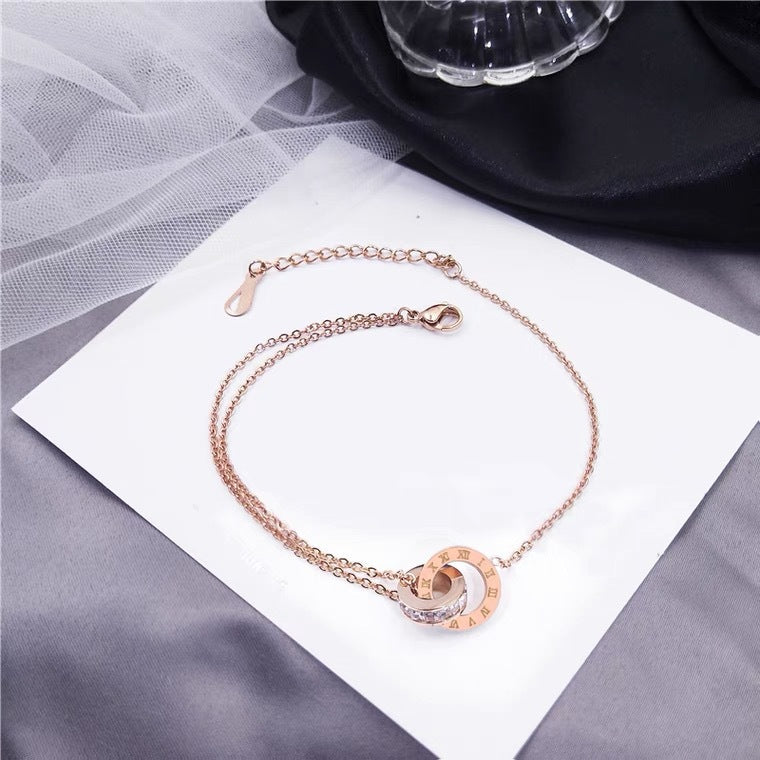 Korean Roman Numeral Anklet in Titanium Steel – Elegant & Trendy Style