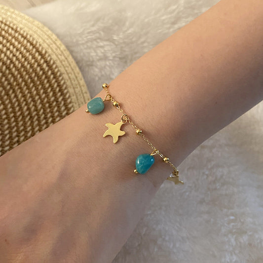 Gold-Plated Stainless Steel Charm Bracelet – Ocean-Inspired Chic (SKU: ADIY52)