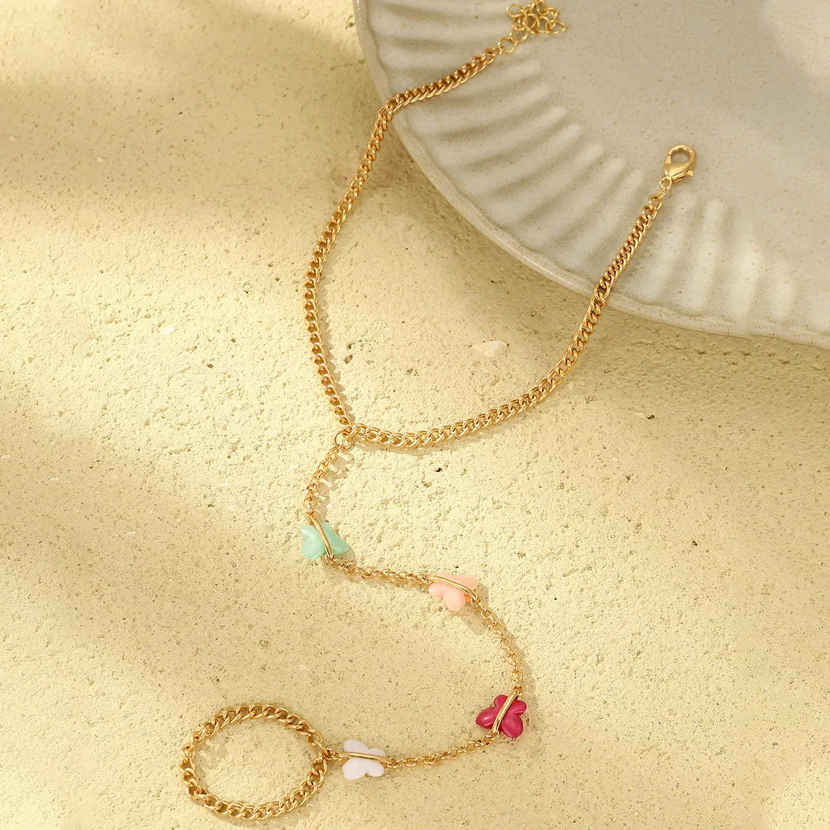 Classic Butterfly Anklet – Gold-Tone Alloy, Colorful Charms | Dariya Jewelry