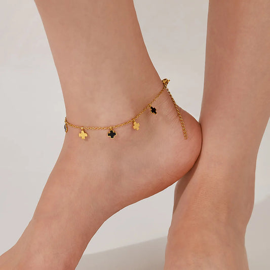 Gold Cross Anklet – Simple Style 304 Stainless Steel Charm Chain | Dariya Jewelry
