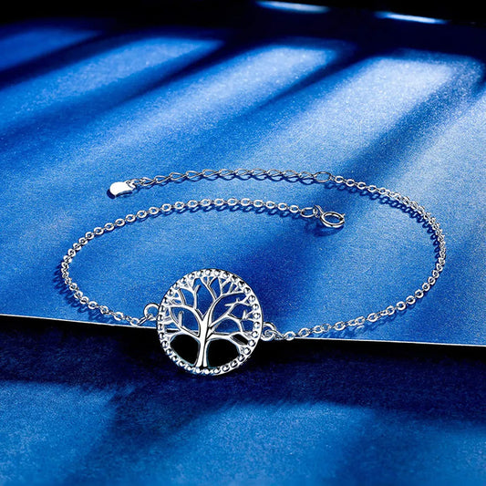 Lady Simple Style Tree Sterling Silver Plated Bracelet – Elegant & Trendy