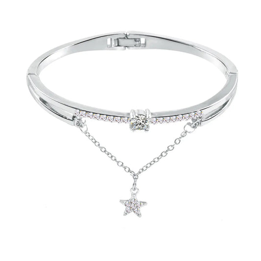 Star Charm Alloy Bangle with Rhinestones – Trendy & Elegant