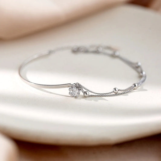 Elegant Star Charm Sterling Silver Zircon Bracelet for Women – BDIY80