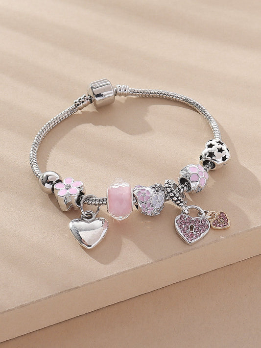 Heart Charm Bracelet for Women - Alloy & Copper with Rhinestones | Dariya Jewelry