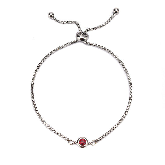 Mama Birthstone Bracelet – Simple Round Inlay, Titanium Steel Glow