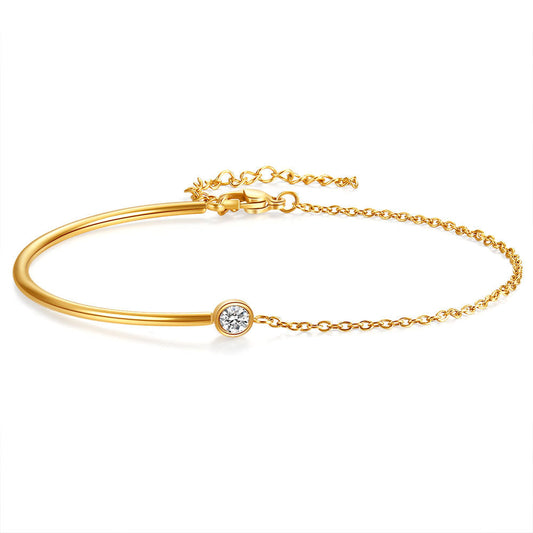 Elegant Round Zircon Titanium Steel Bracelets – Adjustable & Lightweight