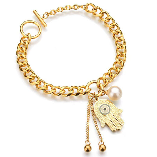 Streetwear Heart Shape Stainless Steel Plating Bracelet - Trendy, Chic, and Unique SKU: BDIY91