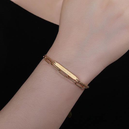 Retro Classic 18K Gold Plated Stainless Steel Bracelet for Women