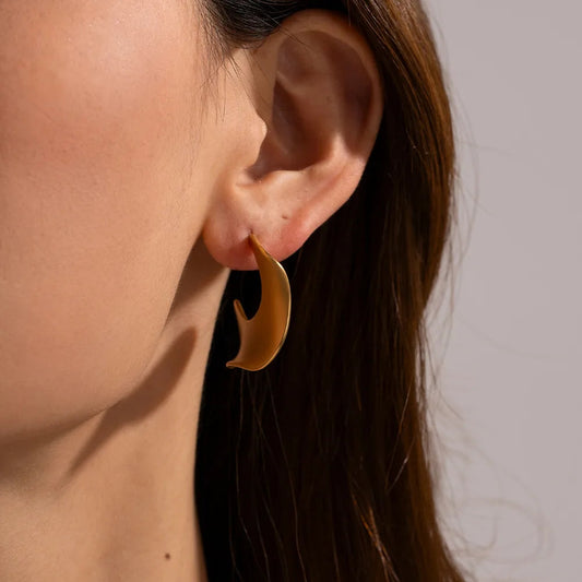 Sculptural 18K Gold Plated Stainless Steel Earrings – Modern Minimalist | Dariya Jewelry