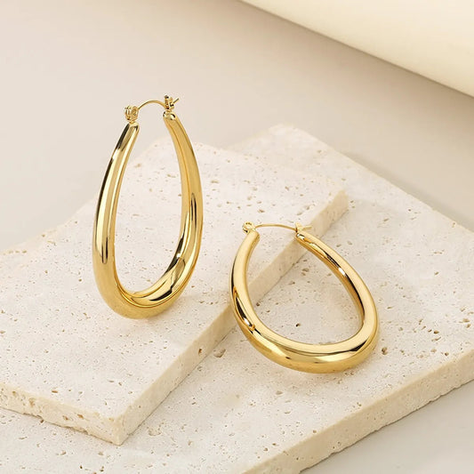 Bold Teardrop Hoop Earrings in 18K Gold or Silver | 304 Stainless Steel