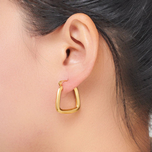 French Style Geometric Hoop Earrings – 18K Gold Plated Stainless Steel (EDIY103)