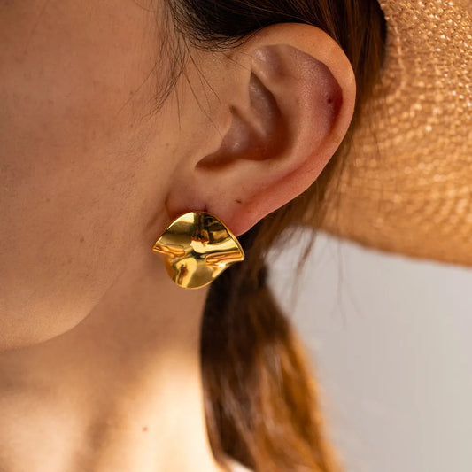 18K Gold Plated Stainless Steel Ear Stud Set – Bold Modern Designs | Dariya Jewelry