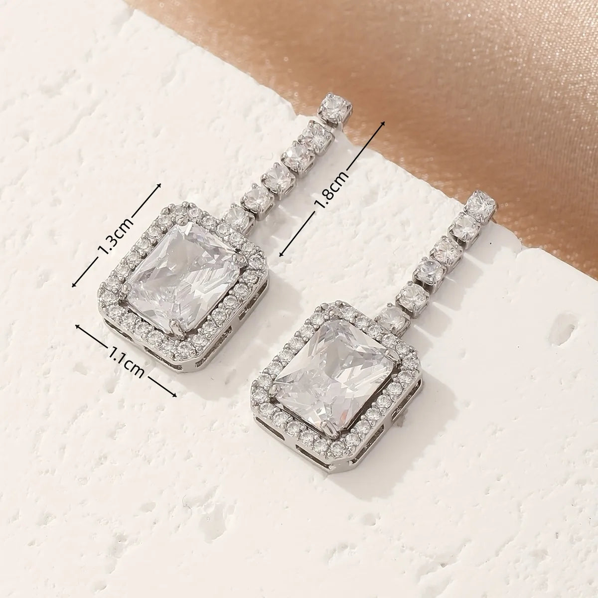 White Gold Plated Drop Earrings with Sparkling Zircon – Elegant Everyday Glam