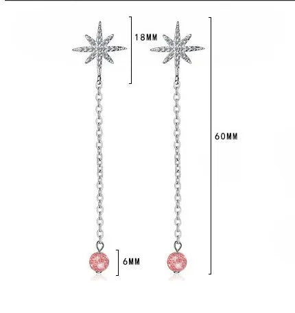 1 Pair IG Style Shiny Star Crystal Chain Inlay Copper Zircon Drop Earrings - Elegant & Trendy