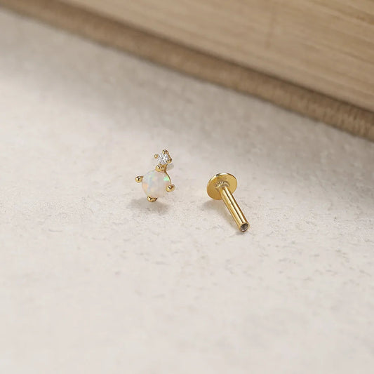 Dariya Jewelry 925 Silver Opal & Crystal Stud Earring – Gold or Silver | EDIY64