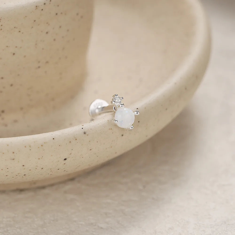 Dariya Jewelry 925 Silver Opal & Crystal Stud Earring – Gold or Silver | EDIY64