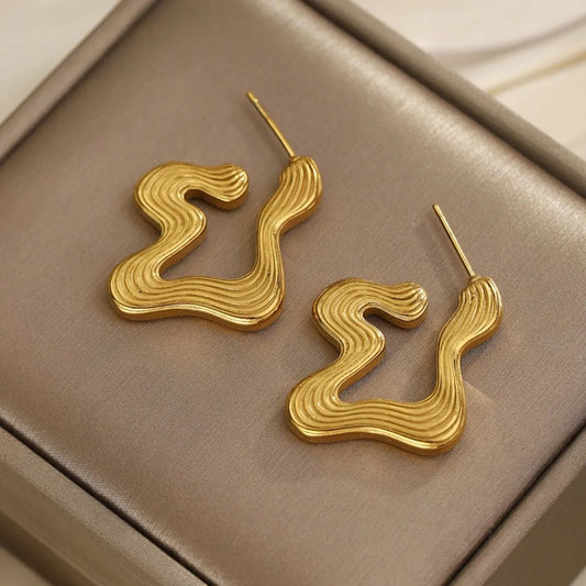 Retro Irregular 18K Gold Plated 304 Stainless Steel Drop Earrings | Dariya Jewelry