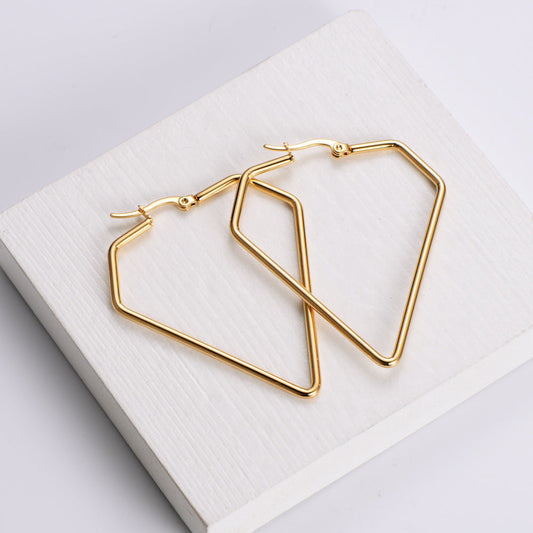 Minimalist Geometric Stainless Steel Gold-Plated Hoop Earrings – Dariya Jewelry