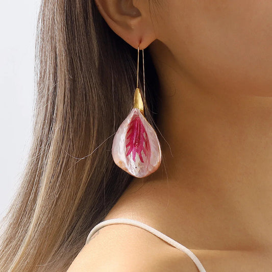 Elegant Geometric Petal Drop Earrings for Women – Alloy & Iron Statement Design