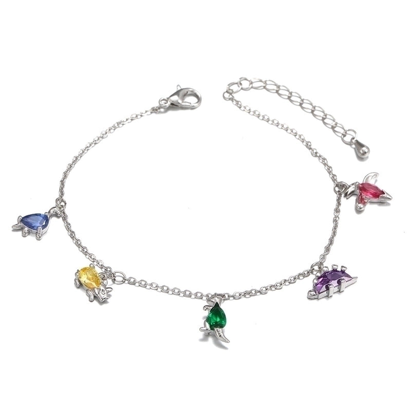 Dinosaur Charm Anklet & Necklace – 18K Gold Colorful Animal Jewelry | Brass