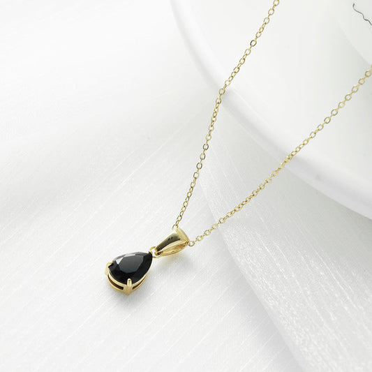 Sparkling Zircon Water Drop Titanium Steel Necklace – Dariya Jewelry