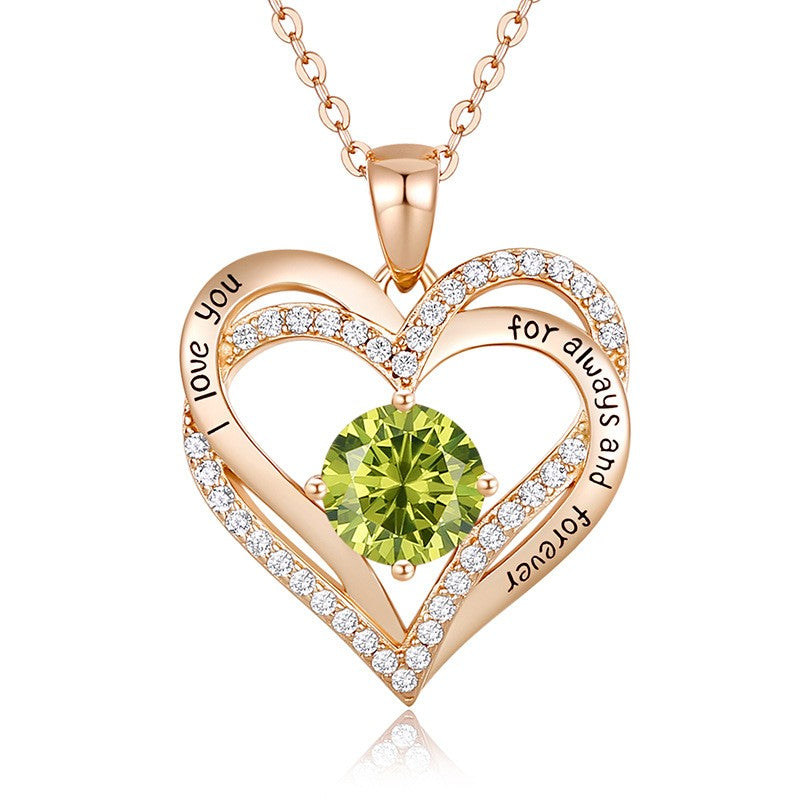 Sterling Silver MAMA Birthstone Heart Necklace – Shiny, Sentimental & Stylish SKU: NDIY150