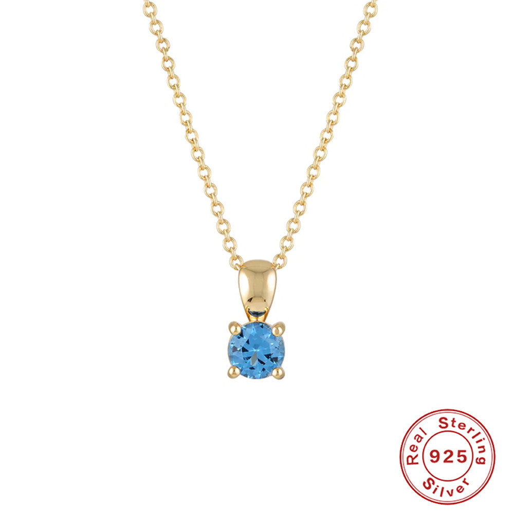 Sterling Silver Geometric Birthstone Pendant with Zircon Sparkle
