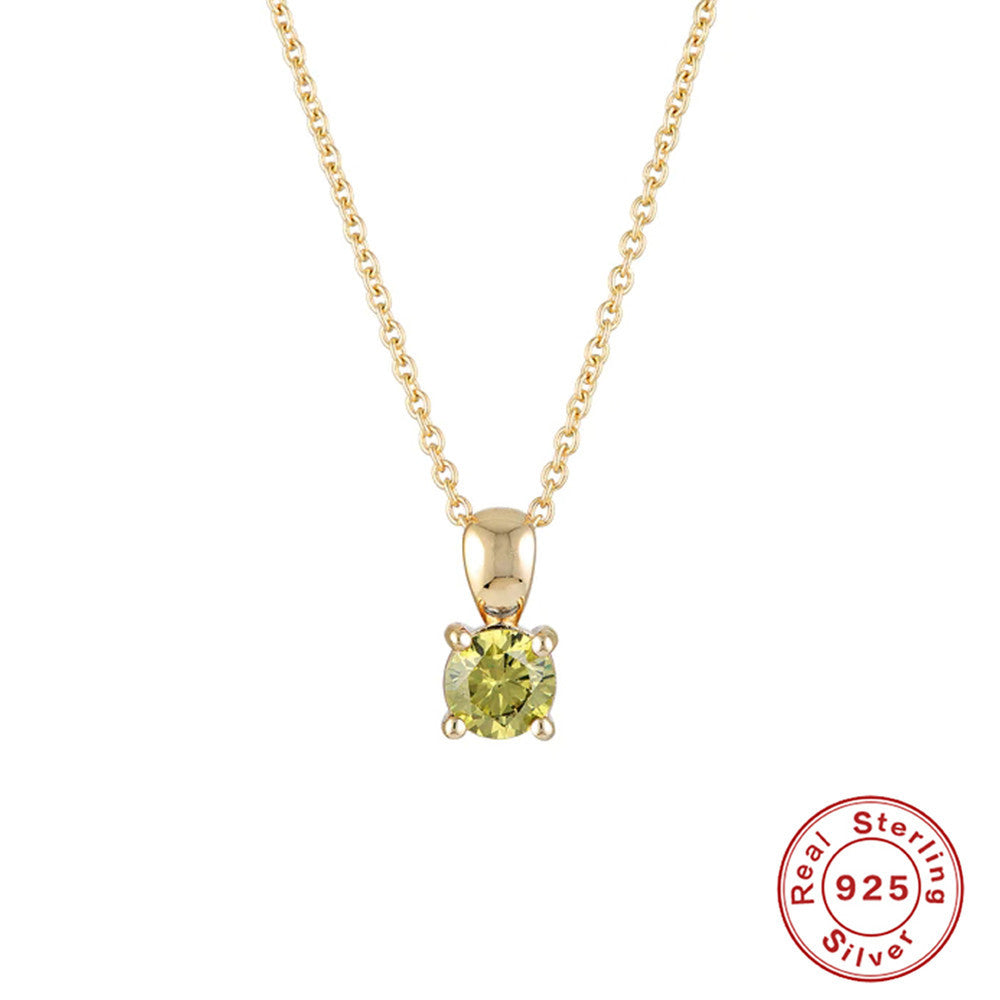 Sterling Silver Geometric Birthstone Pendant with Zircon Sparkle