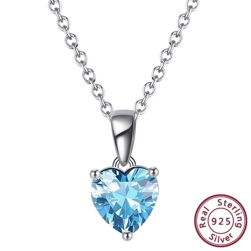 Heart Shape Sterling Silver Pendant Necklace with Zircon – White Gold Plated