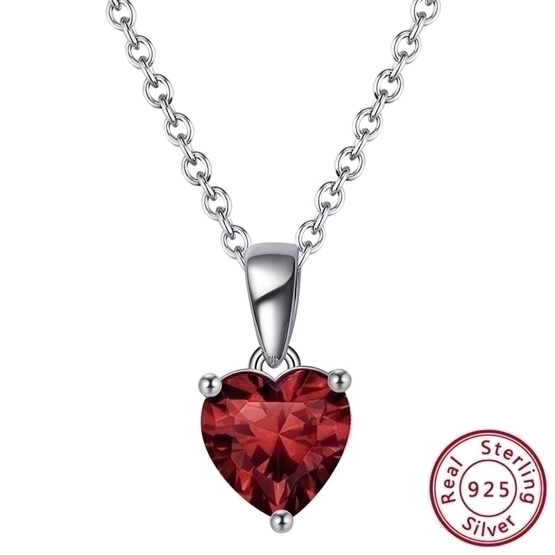 Heart Shape Sterling Silver Pendant Necklace with Zircon – White Gold Plated