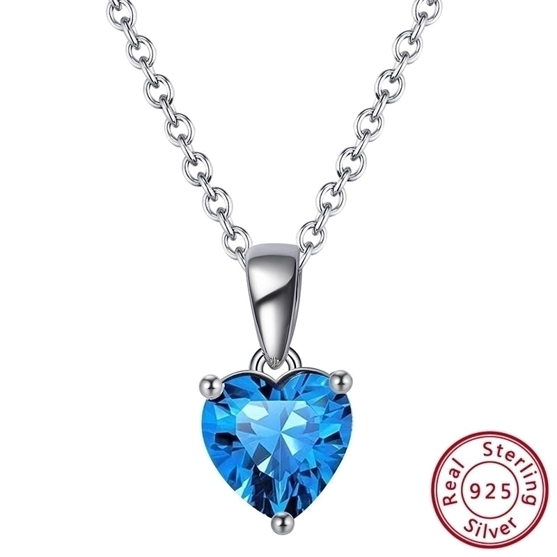 Heart Shape Sterling Silver Pendant Necklace with Zircon – White Gold Plated