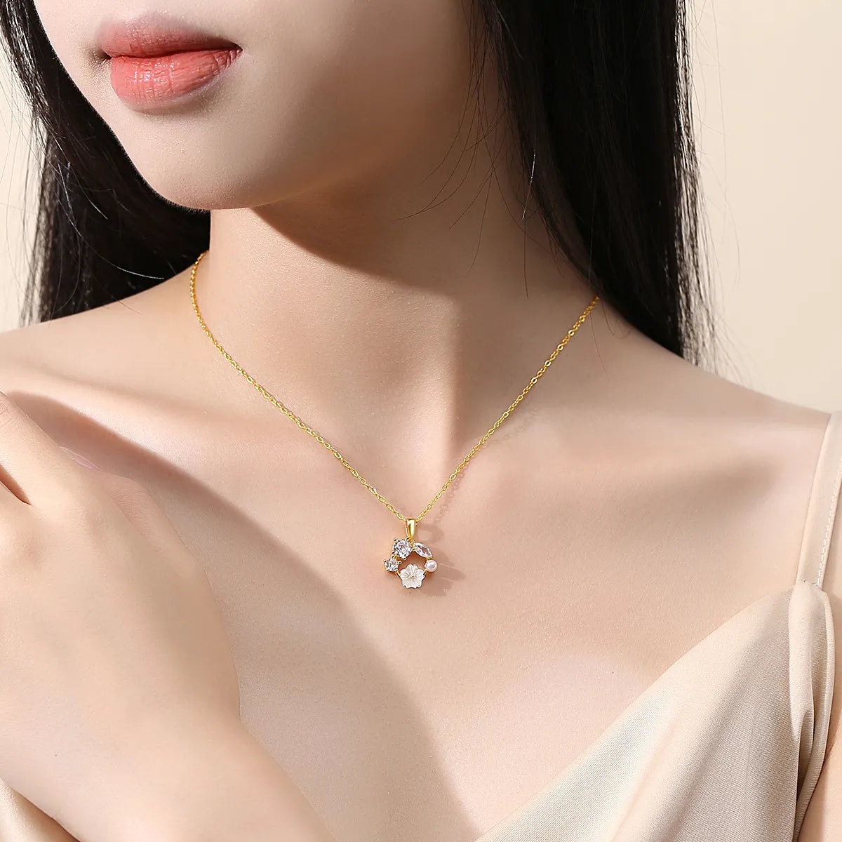 Sterling Silver Plated Flower Pendant Necklace - Elegant & Timeless