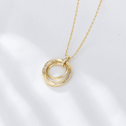 Fashion Geometric Sterling Silver Pendant Necklace with Zircon Inlay - Women's Jewelry