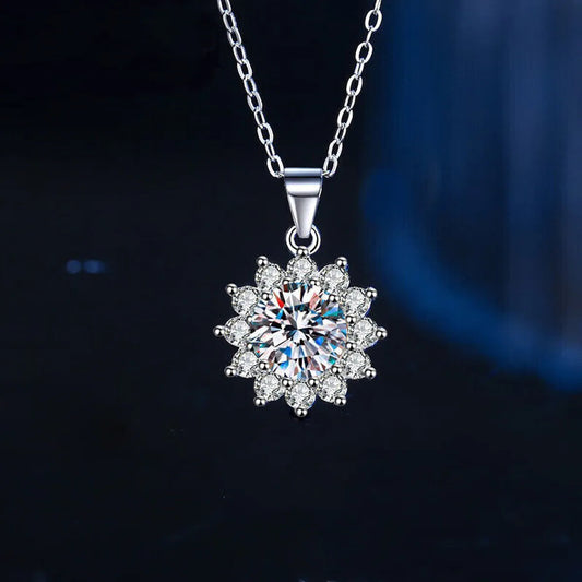 Elegant Sterling Silver Moissanite Pendant Necklace - 18k Gold Plated, Luxurious Design