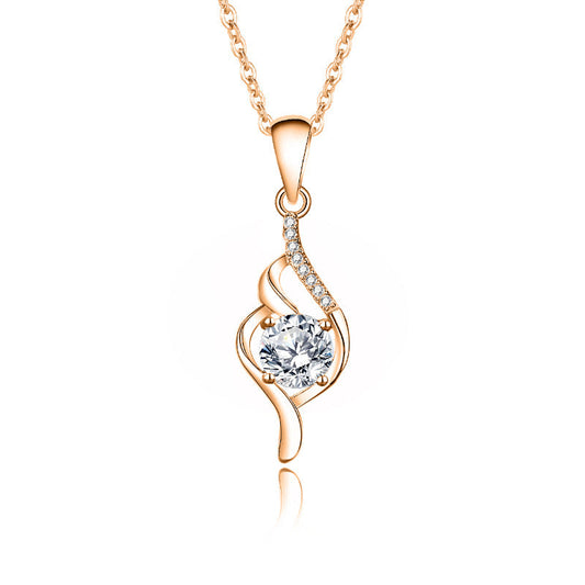 Simple Style Geometric Sterling Silver Pendant Necklace with Moissanite Inlay