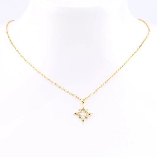 Simple Star Pendant Necklace in 925 Sterling Silver with Zircon | Dariya Jewelry