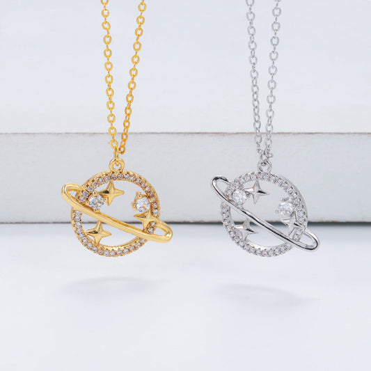 Planet Orbit Pendant Necklace – Gold Plated & Silver | 4g Copper Chain