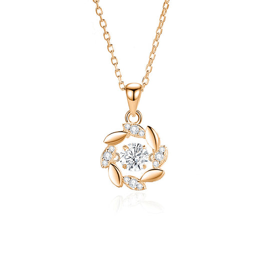 Elegant Moissanite & Zircon Wreath Pendant in 925 Sterling Silver – NDIY91