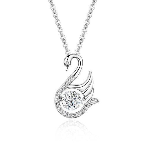 Swan Moissanite Pendant Necklace in 925 Sterling Silver | Elegant & Sparkly Charm SKU: NDIY92