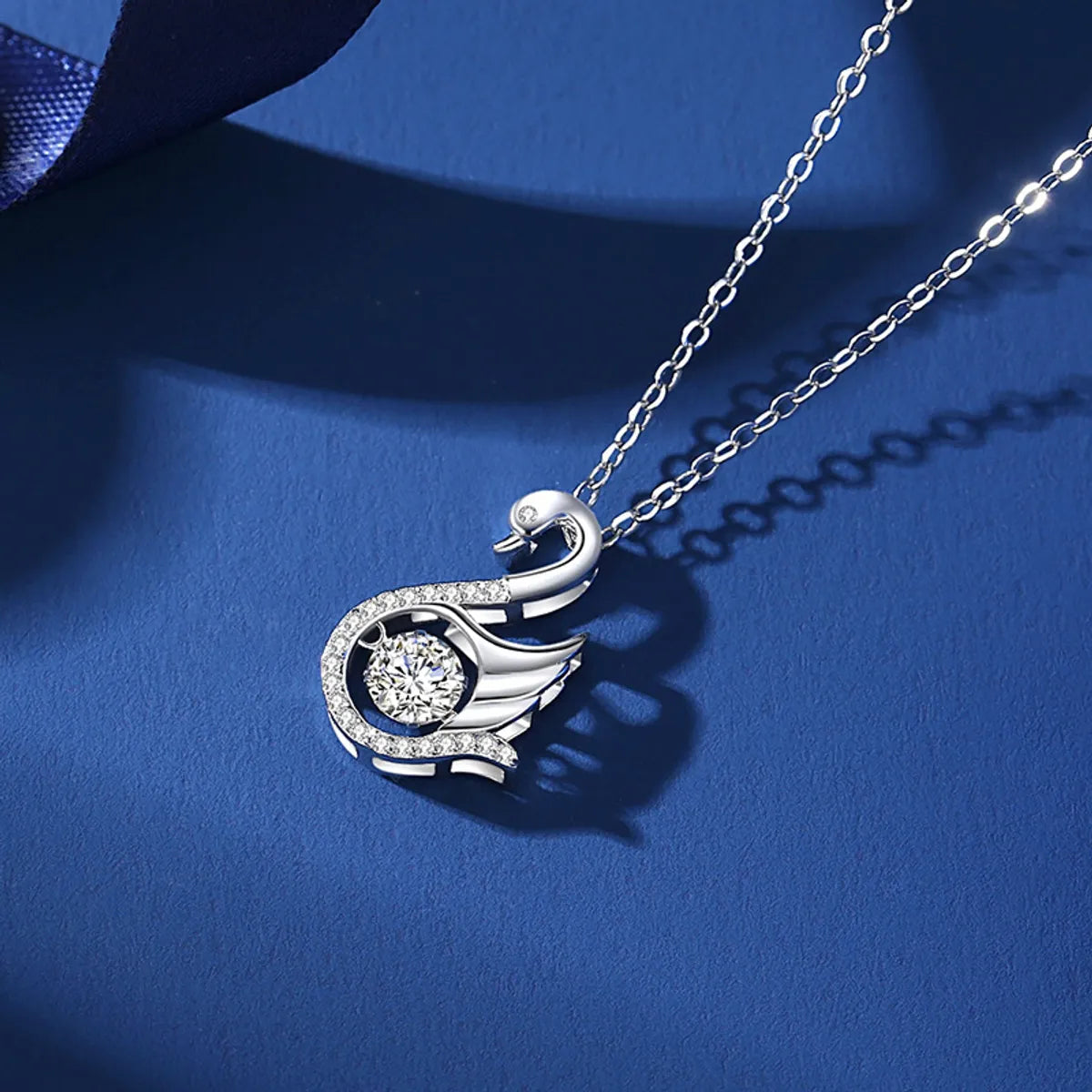Swan Moissanite Pendant Necklace in 925 Sterling Silver | Elegant & Sparkly Charm SKU: NDIY92