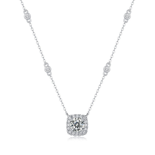 Sterling Silver Moissanite Pendant Necklace – Simple Chic Sparkle | Dariya Jewelry