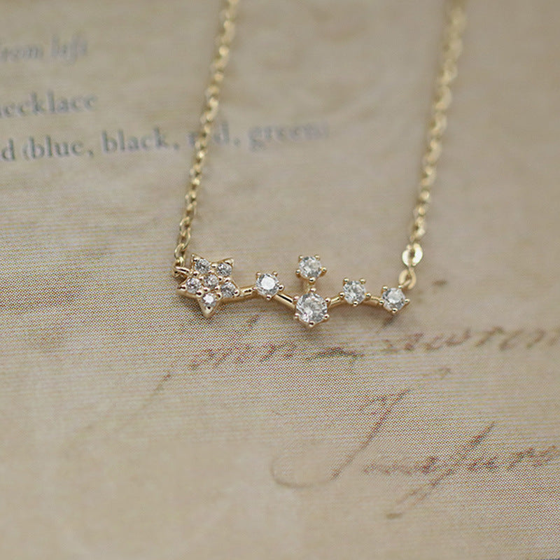 Sterling Silver 14K Gold Plated Simple Style Star Inlay Zircon Necklace – Dazzling Daily Wear Necklace for Women | SKU: NDIY97