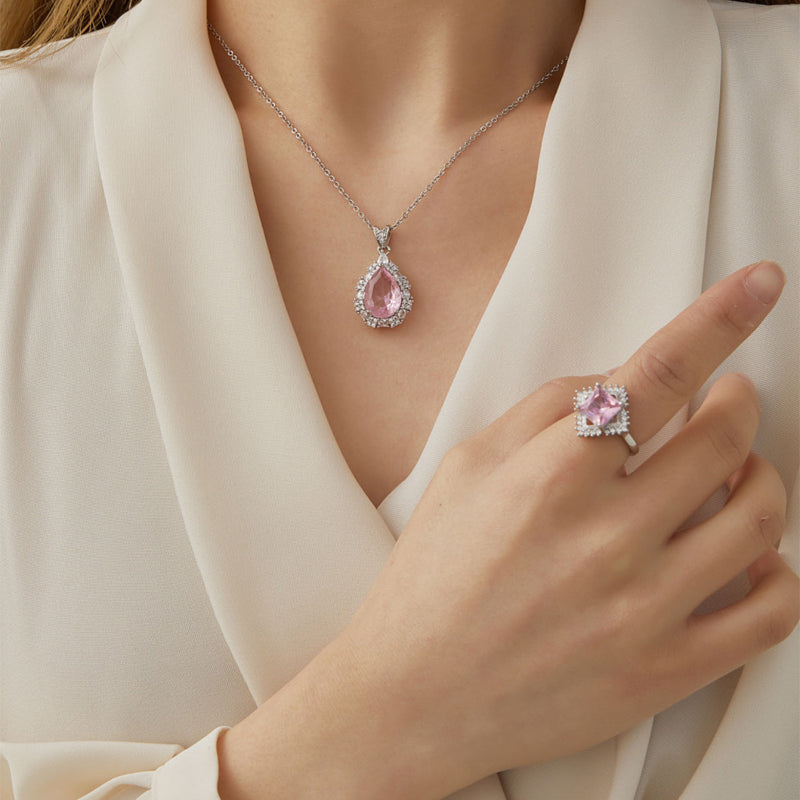 Casual Punk Square Water Droplets Zircon Inlay 18K Gold Plated Jewelry Set
