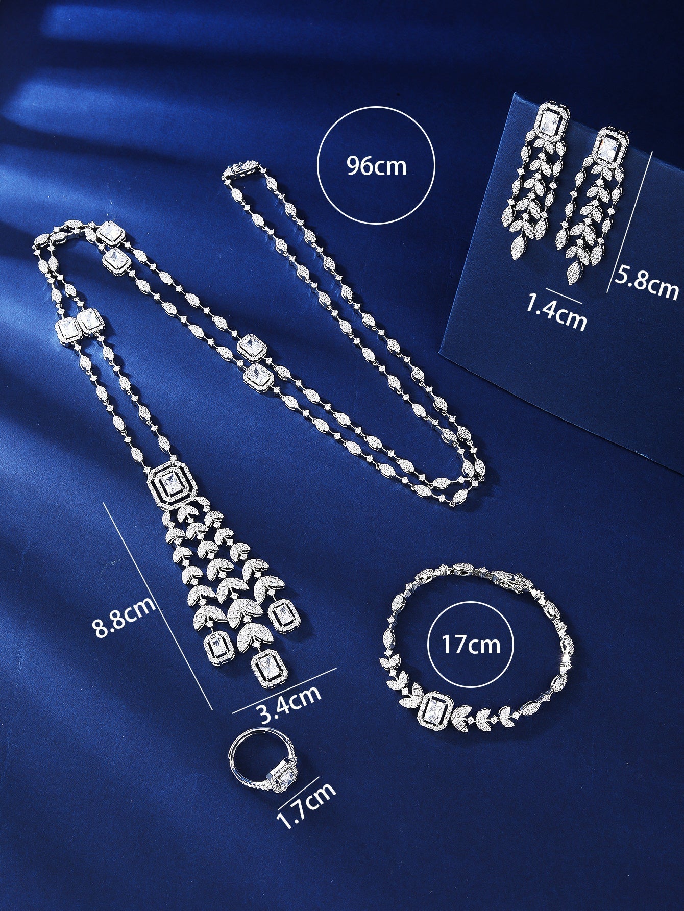 Elegant Shiny Grain Copper White K Zircon Jewelry Set – Women's Tassel Design