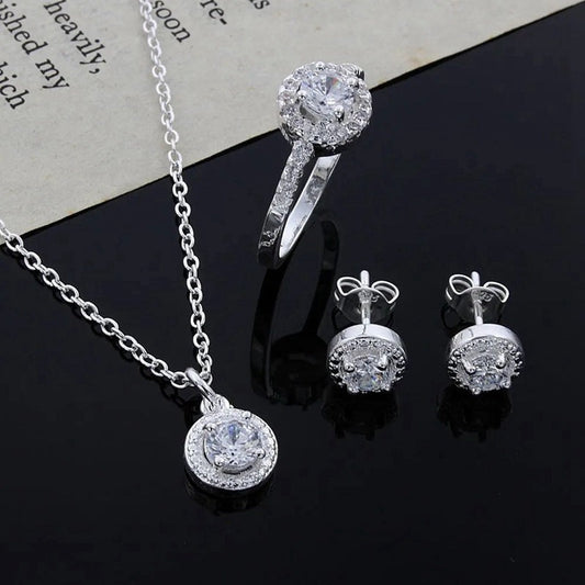 Fairy Style Copper Inlay Zircon Jewelry Set - Elegant & Shiny Design